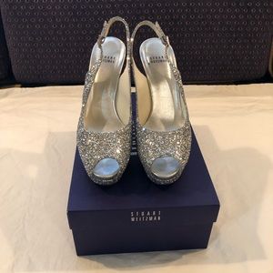 Stuart Weitzman Silver Sparkle Heels